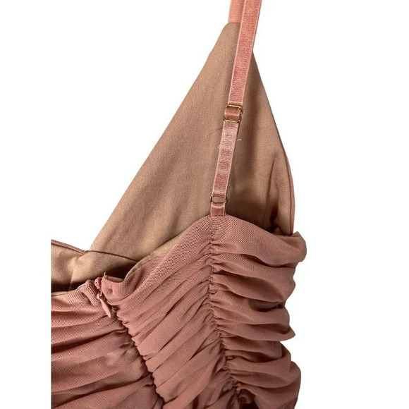 Vera & Lucy Pink Mesh Ruched Bodysuit Size Small Polyester Elastane Women’s - Picture 6 of 8